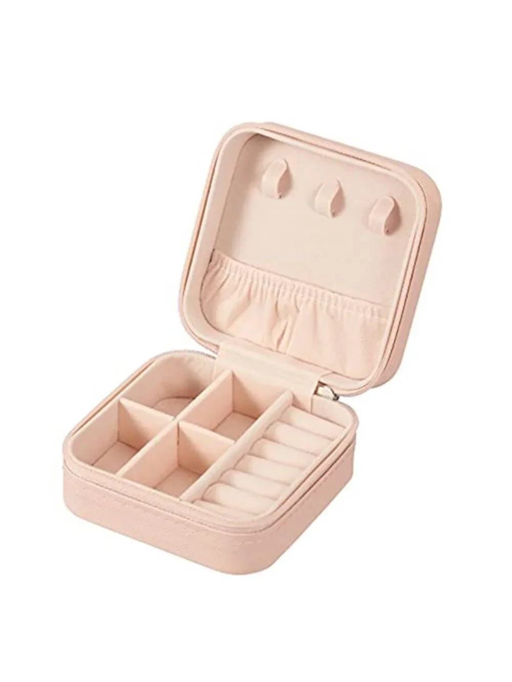Pink Travel Jewelry Box Organizer Case PU Leather Ring Earring Necklace Holder